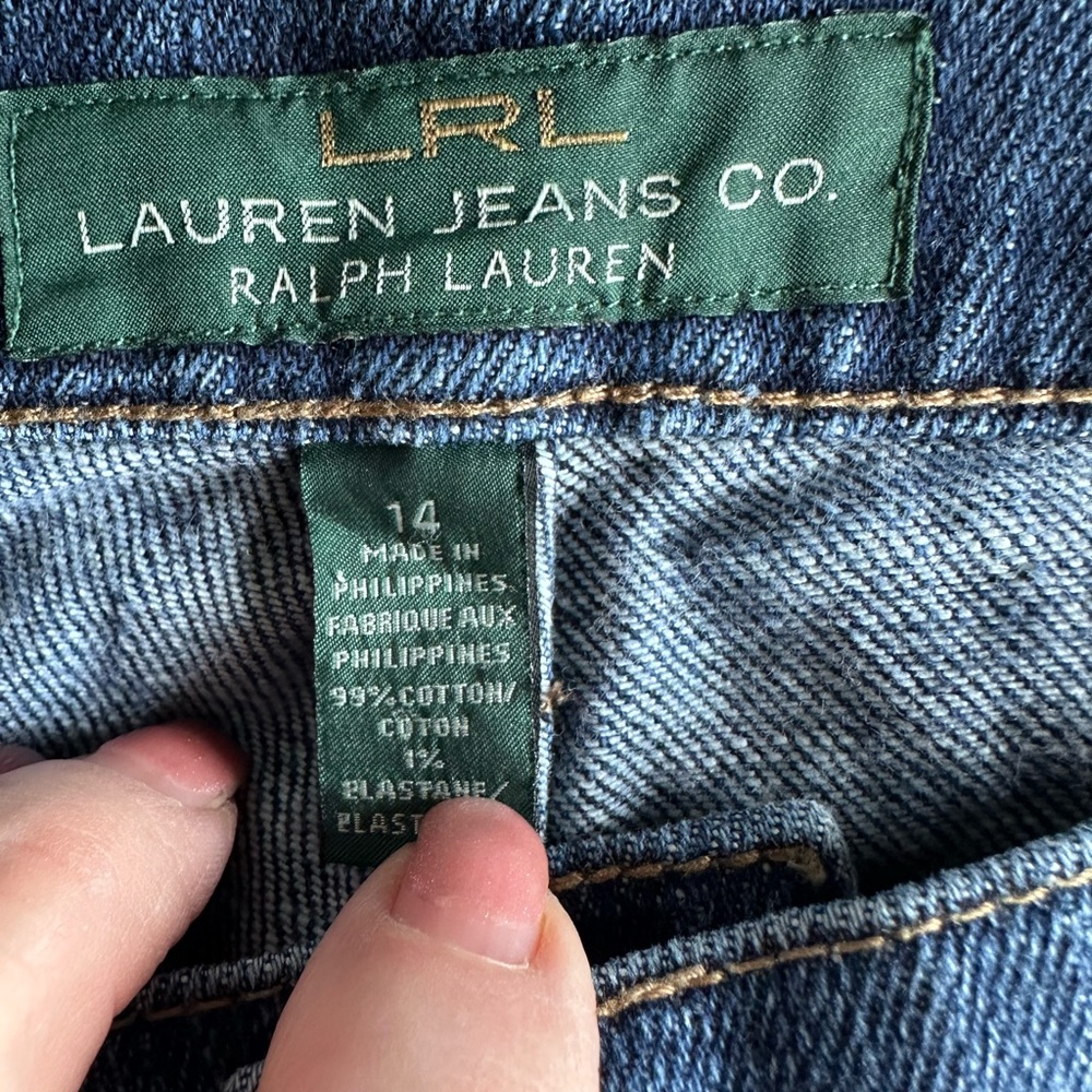 👖 Ralph Lauren LRL Classic Bootcut Jeans Size 14 Stretch Dark Wash - Picture 4 of 9